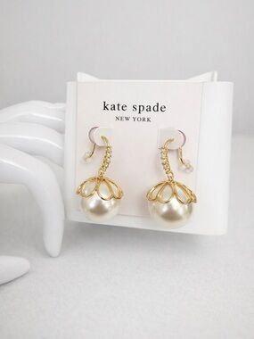 Kate Spade New York Pearlette Drop Earrings – Gold Tone & Pearl | New On Card